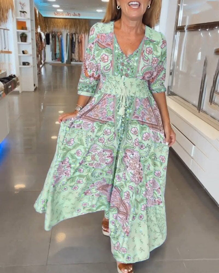 Alira | V-Neck Seven Sleeve Dress