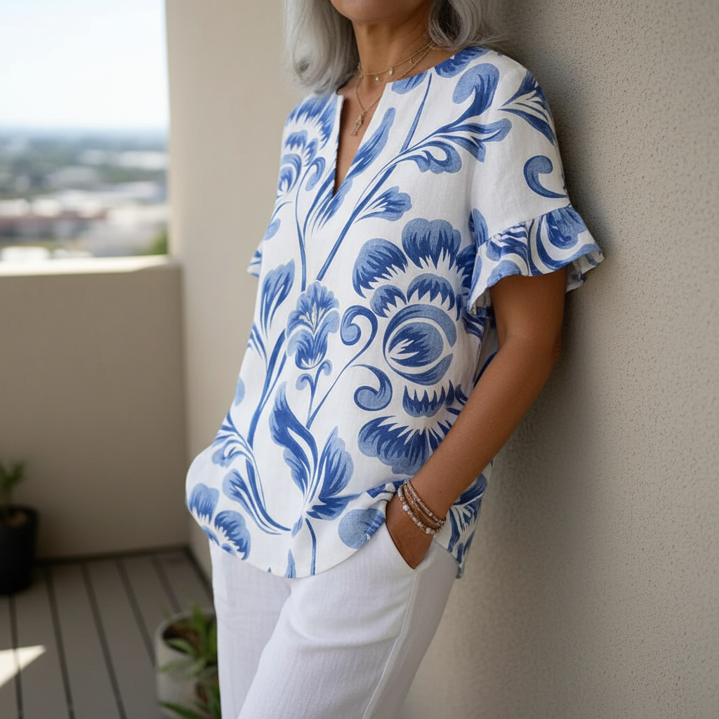 Kiona™ - Elegant Blouse With Floral Print