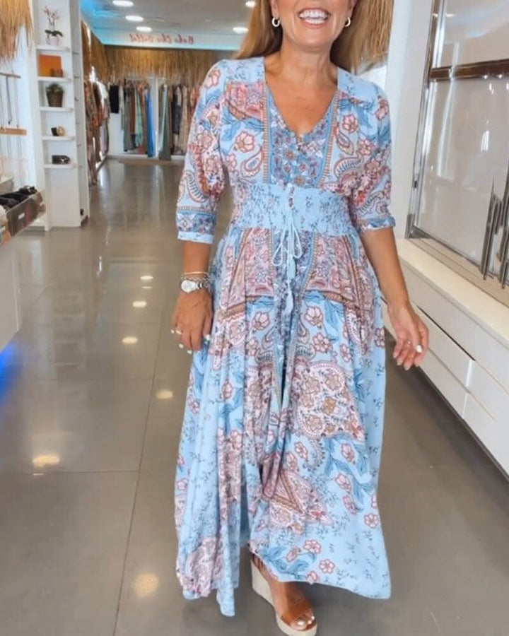 Alira | V-Neck Seven Sleeve Dress