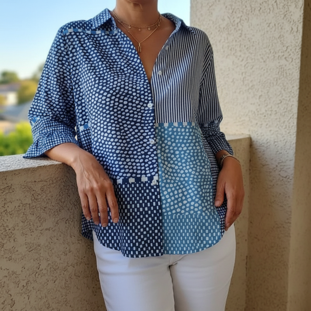 Fiora™ | Ocean Patchwork Blouse
